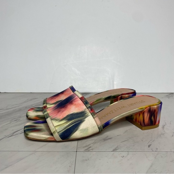 Stuart Weitzman Cayman 35 Square Toe Multicolor Block Heel Sandal 7 1/2 B - Picture 11 of 11